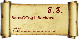 Bossányi Barbara névjegykártya